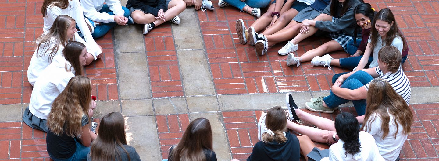 Freshmen in Kate Carey's English class get to know each other in the Inner Court